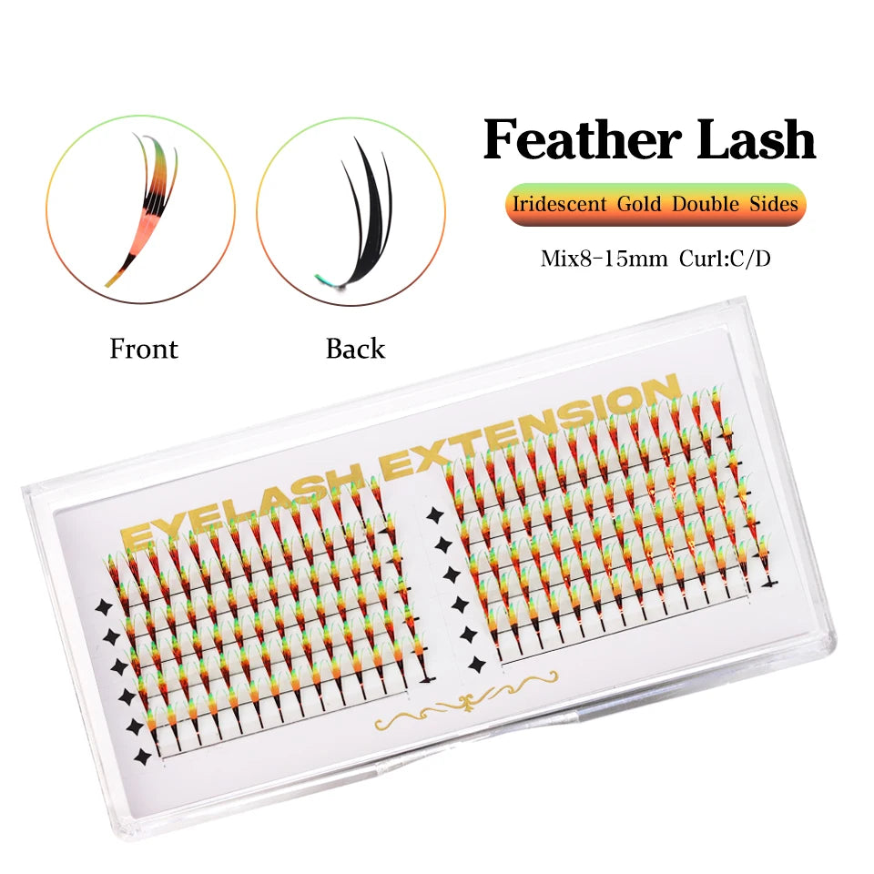 AGUUD Christmas Color Tinsel Lashes Fashion Shiny Red Silver Comic Spire Eyelash Extension Holographic Feather Anime Lash Tinsel