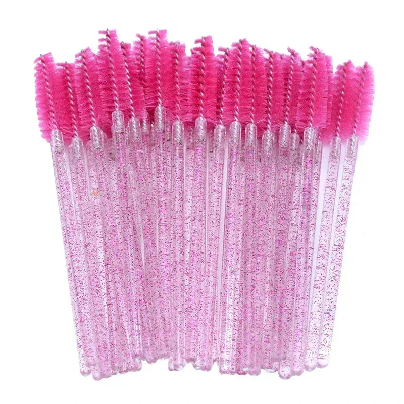 2025 Trend 100Pcs Disposable Mascara Wands -Lash Spoolies, Crystal Eyebrow Brush for Eyelash Extensions & Makeup Grooming