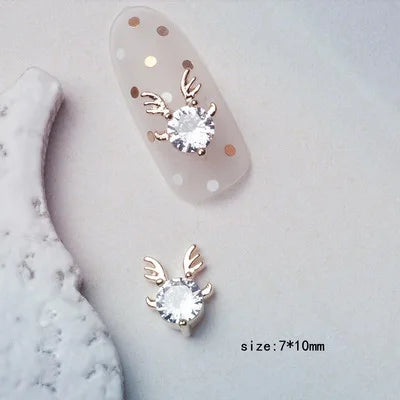 5Pcs Nail Art Jewelry Christmas Zircon Alloy Diamond Snowflake Christmas Tree Elk Bells Super Flash Luxury Nail Accessories