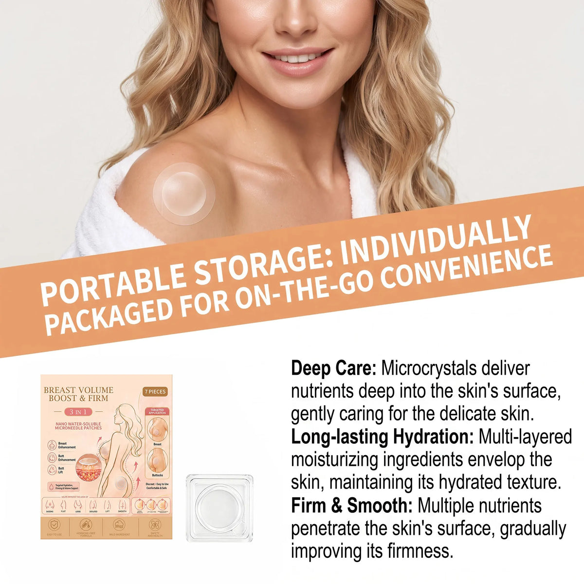 Body Care Patch Bust Hip Targeted Skin Hydrating Supply Improve Skin Smoothness Flexible Breathable Material Mild Adhesive