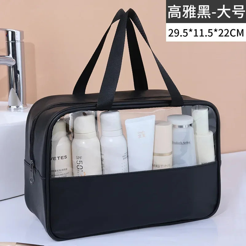 Women's Clear Makeup Bag Portable Travel Cosmetic Bag Large Capacity Bath Bag Multifunctional Waterproof Storage Compartment