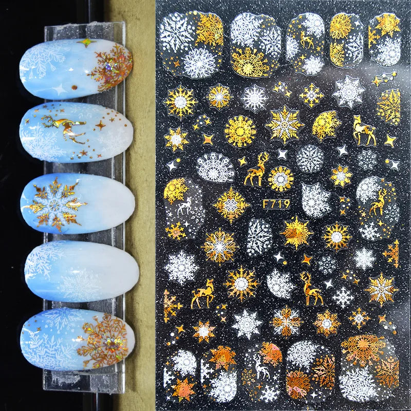 3d Nail Art Stickers Winter Christmas Trees Snow Mountains Xmas Snowflakes Decals For Nails Decoration Manicure Salon Beauty