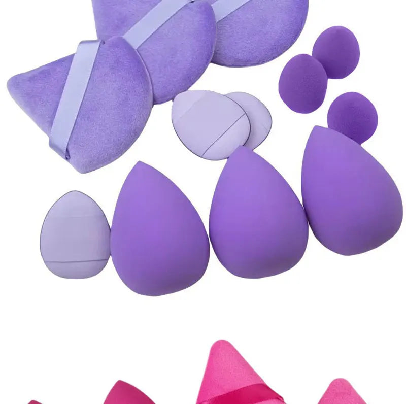 Solid Color 12PCS Makeup Sponge Set, Loose Powder and Finger Catching Thumb Puff Cotton Mini Powders Puffs Soft Makeups Eggs Set