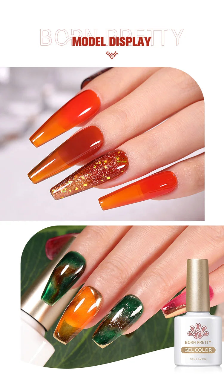 BORN PRETTY 10ml Glitter Pink Nude Jelly Nail Gel Polish Varnis Semi-permanent Sheer Translucent UV LED Soak Off Gel Polish