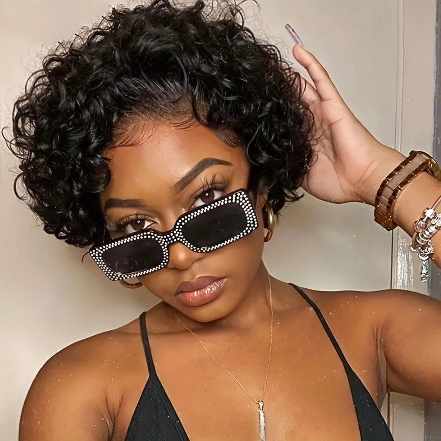 Pixie Cut Wigs Human Hair Short Curly Lace Front Human Hair Wigs Brazilian 13x4 Transparent Lace Wigs Water Wave Bob Wig