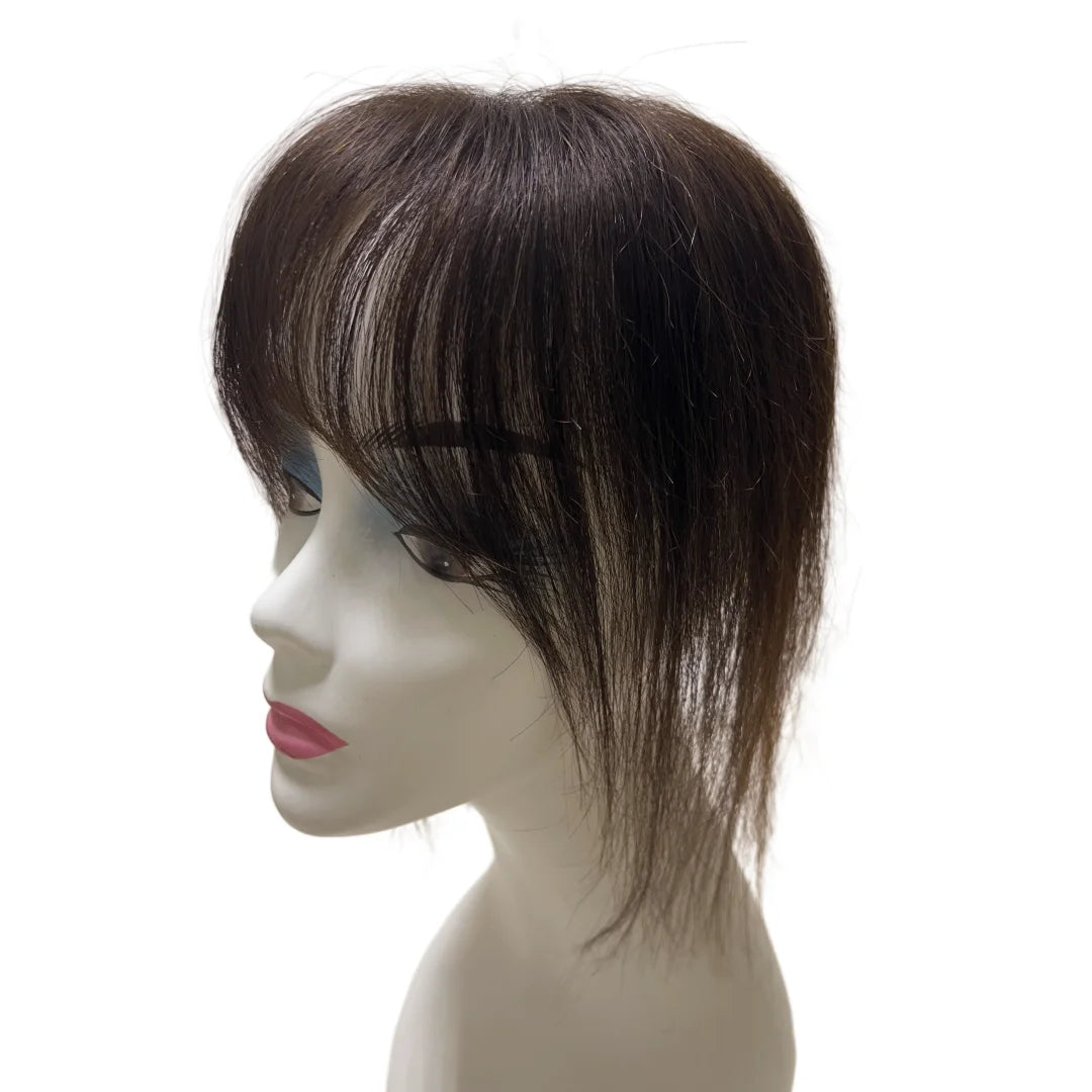 Ultra-Thin Mesh Hair Toppers 8x11cm Clip-In Bangs Hairpiece for Women Fluffy Real Hair Increase Volume Cover White Hair