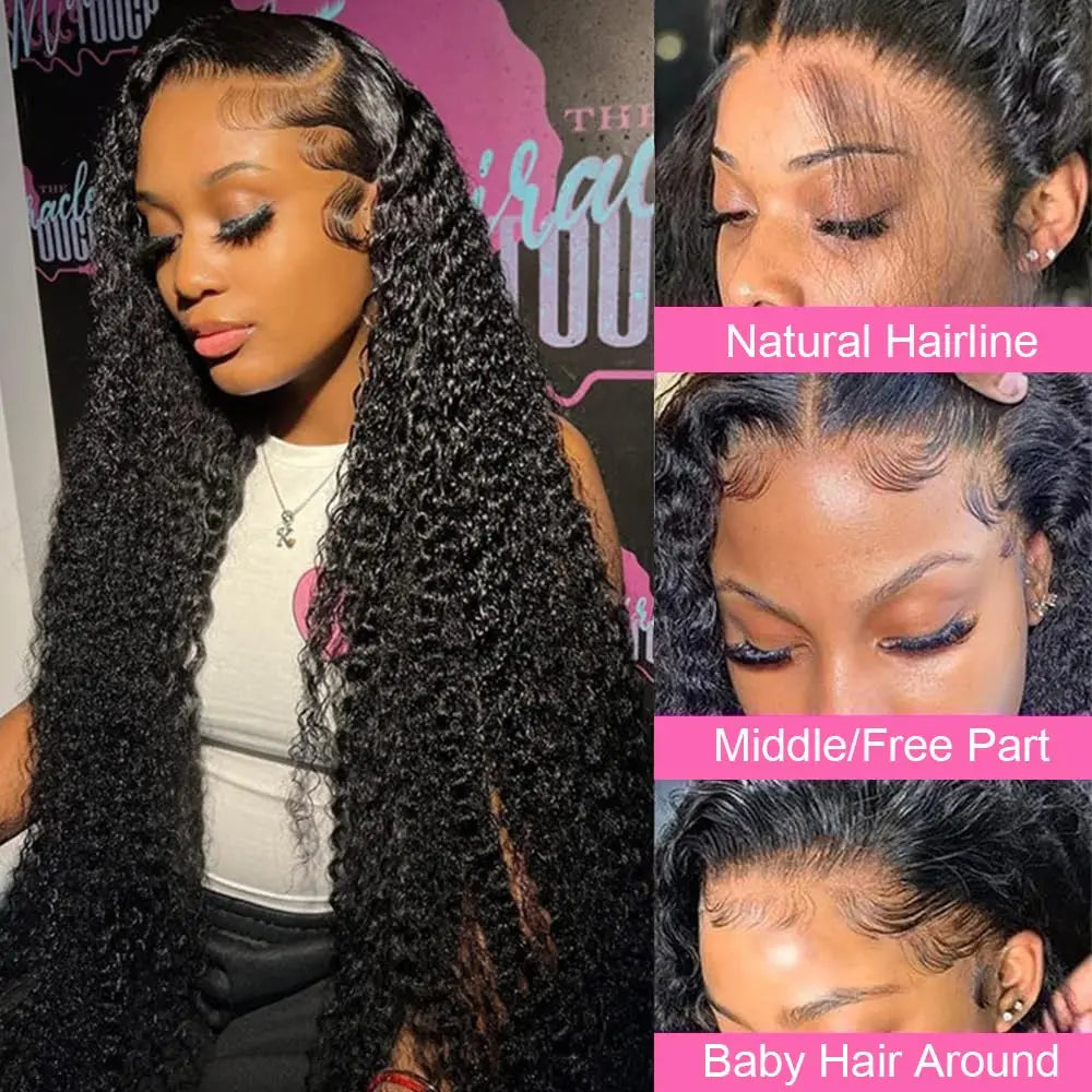 Deep Wave 13x6 HD Lace Front Human Hair Wig 200% Density Loose Water Curly 360 Full 5x5 Glueless Lace Frontal Wigs for Women