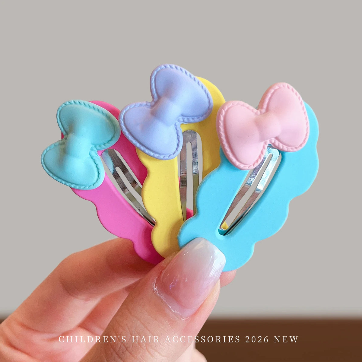 2026 New 5PCS/SET Korean Sweet Style Cute Bow Cloud Wave Hair Clips  No Hurt Hair BB Clips for Baby Girls Toddler Accessories