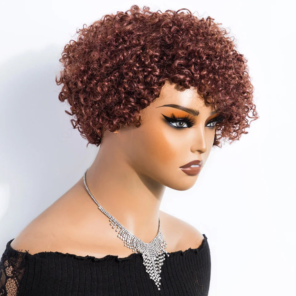Lekker Short Pixie Cut Afro Kinky Curly Bob 100% Human Hair Wigs For Women Brazilian Remy Hair Full Machine Made Clearance Wigs