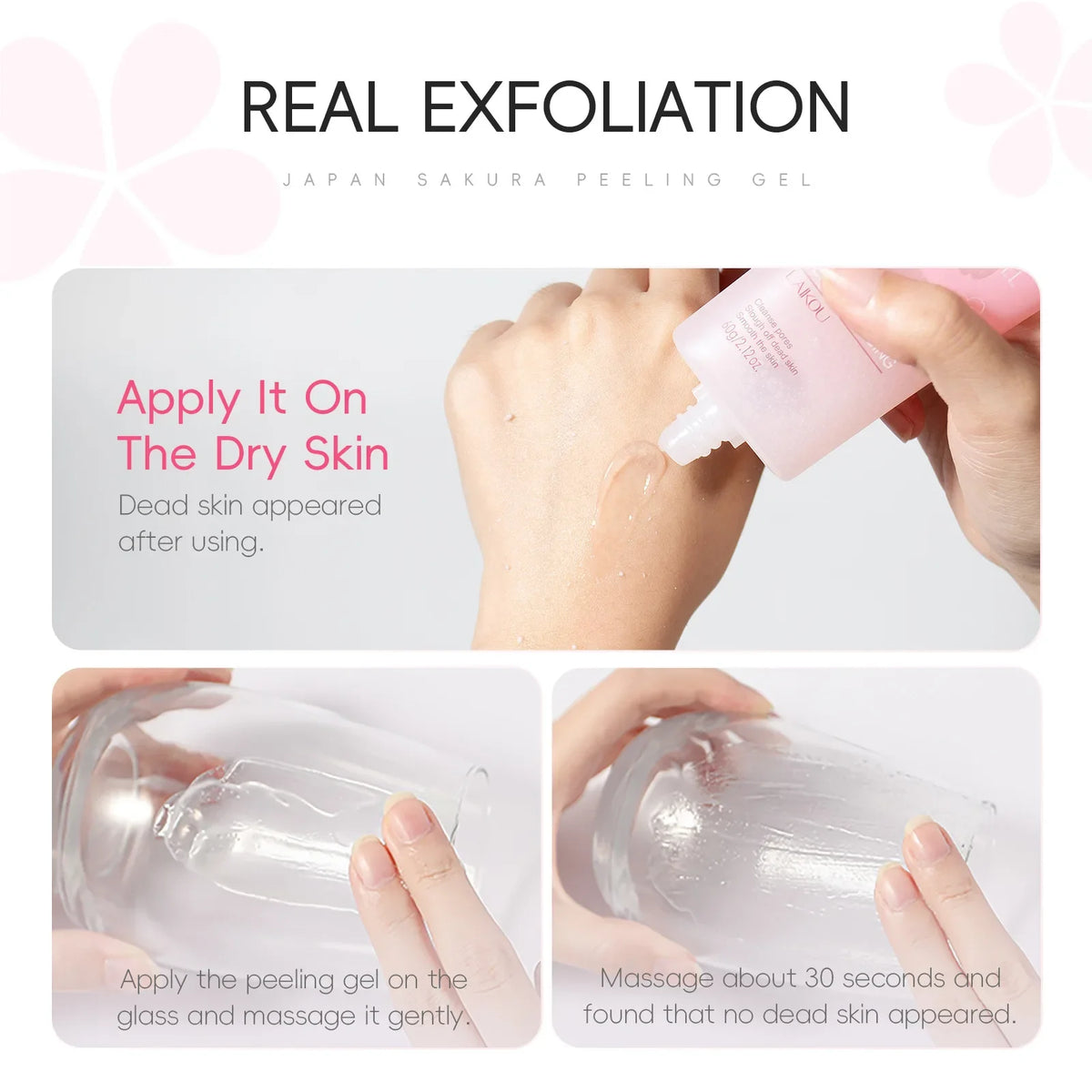 Laikou Japan Sakura Exfoliating Peeling Gel 60g, Gentle Face Body Scrub Deep Clean Remove Dead Skin Hydrating Smooth Skin Care