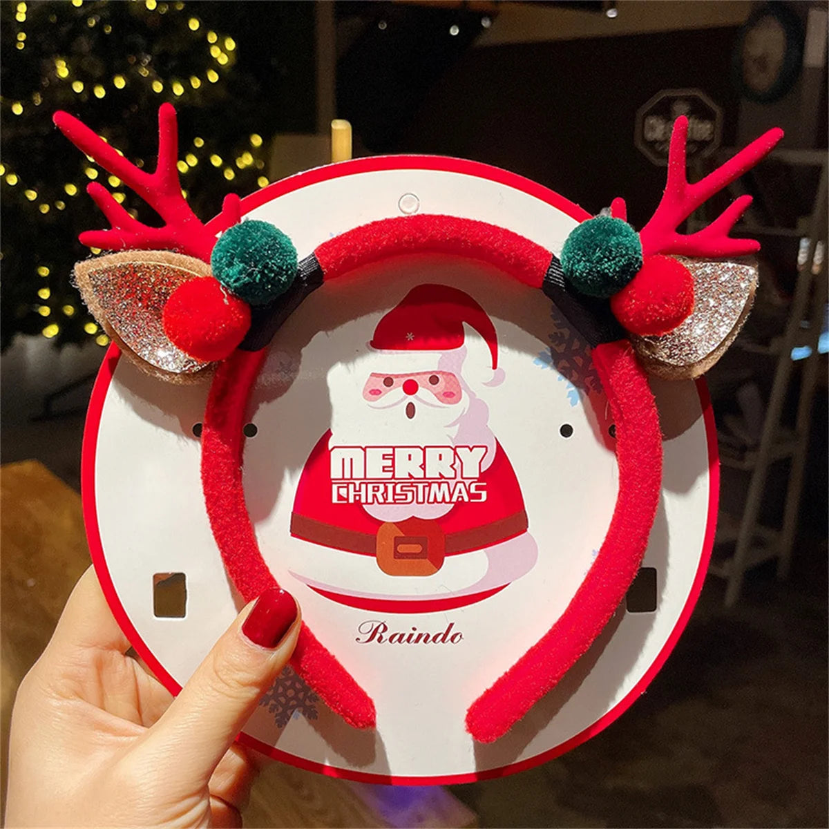 New Christmas hair accessories, headbands, forest-style reindeer headbands, hair clips, Christmas headband gifts, red reindeer a
