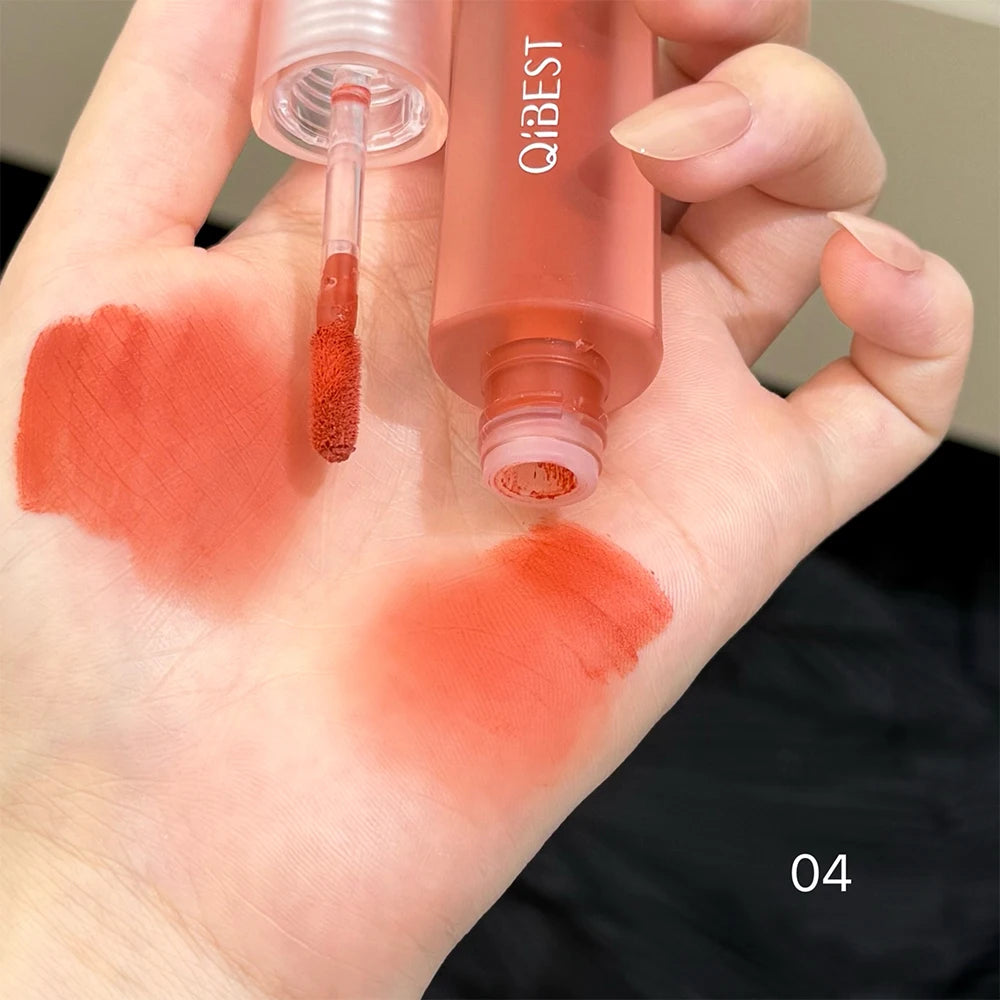 QIBEST 6 Colors Matte Liquid Lipstick Velvet Durable Lip Gloss Sexy Red Lip Stain Makeup Waterproof Lasting Lip Mud Cosmetics