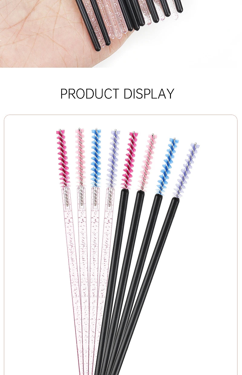 200/500 Pcs Eyelash Brushes Disposable Crystal Fine Head Eyebrow Brush  Mascara Wand Applicator Lashes Extension Makeup Tools