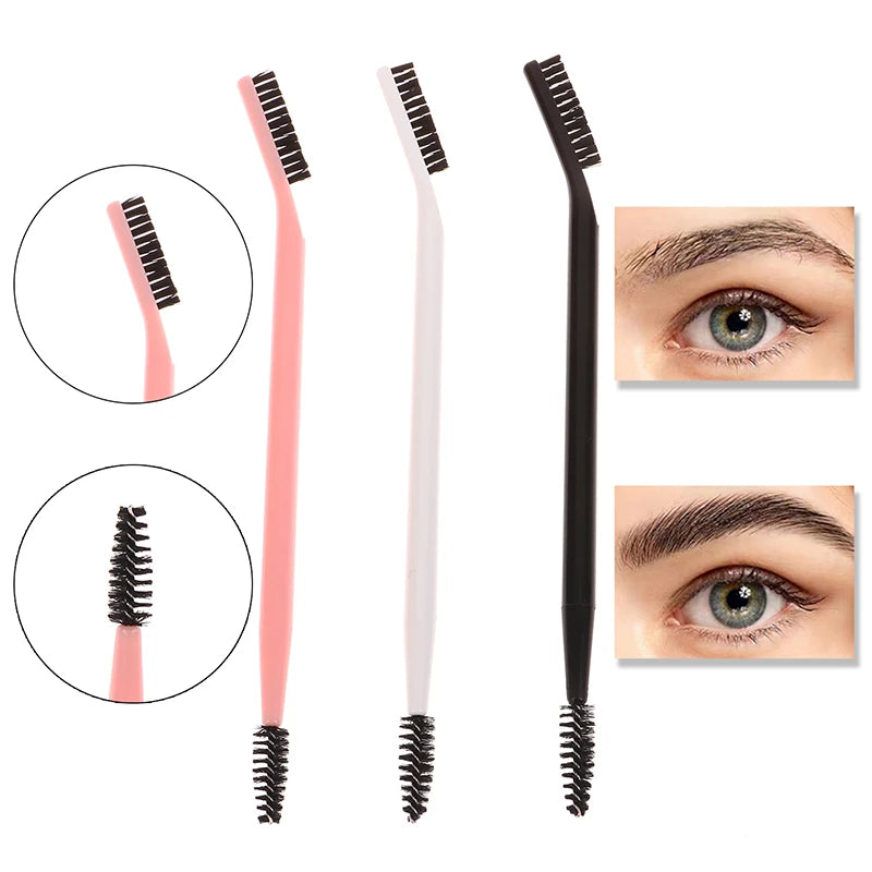 Double Headed Eyebrow Brush Eyelash Comb Reusable Salon Makeup Tool For Brow Grooming Eyelash Shaping