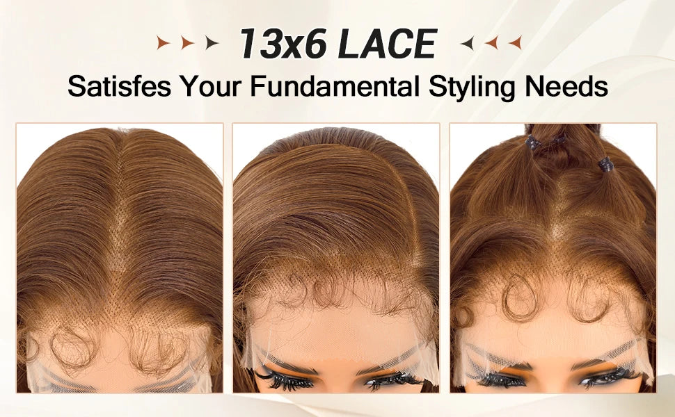 Chocolate Brown Layered Cut Lace Front Wigs HD 13X6 Straight Lace Front Wig For Women Synthetic Butterfly Haircut Glueless Wigs
