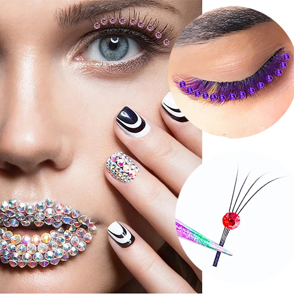 Domi Glitter False Eyelashes Butterfly Flower Colorful Diamond Individual Fairy Spike Lash For Halloween Christmas Party Makeup