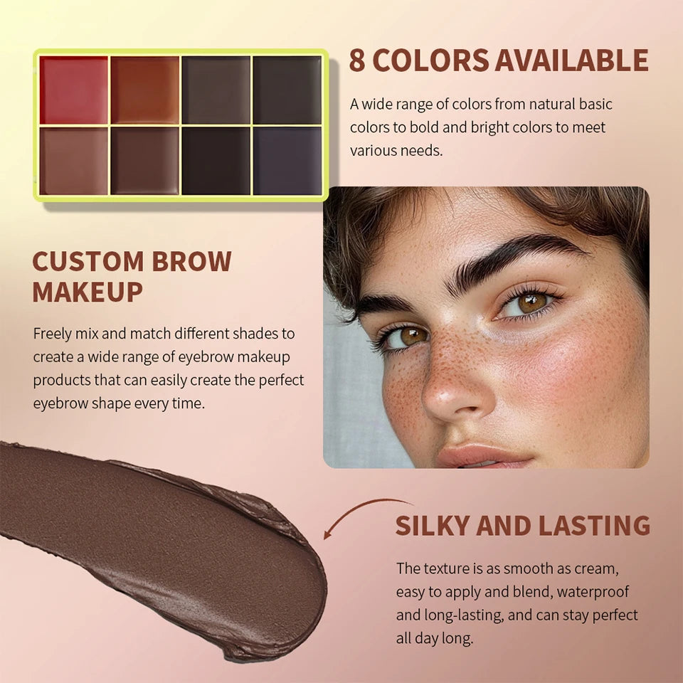 8 Shades Eyebrow Blush Palette With 3Pcs Makeup Brushes  Matte Shimmer Shadow Long Lasting Cosmetics Halloween Makeup Set