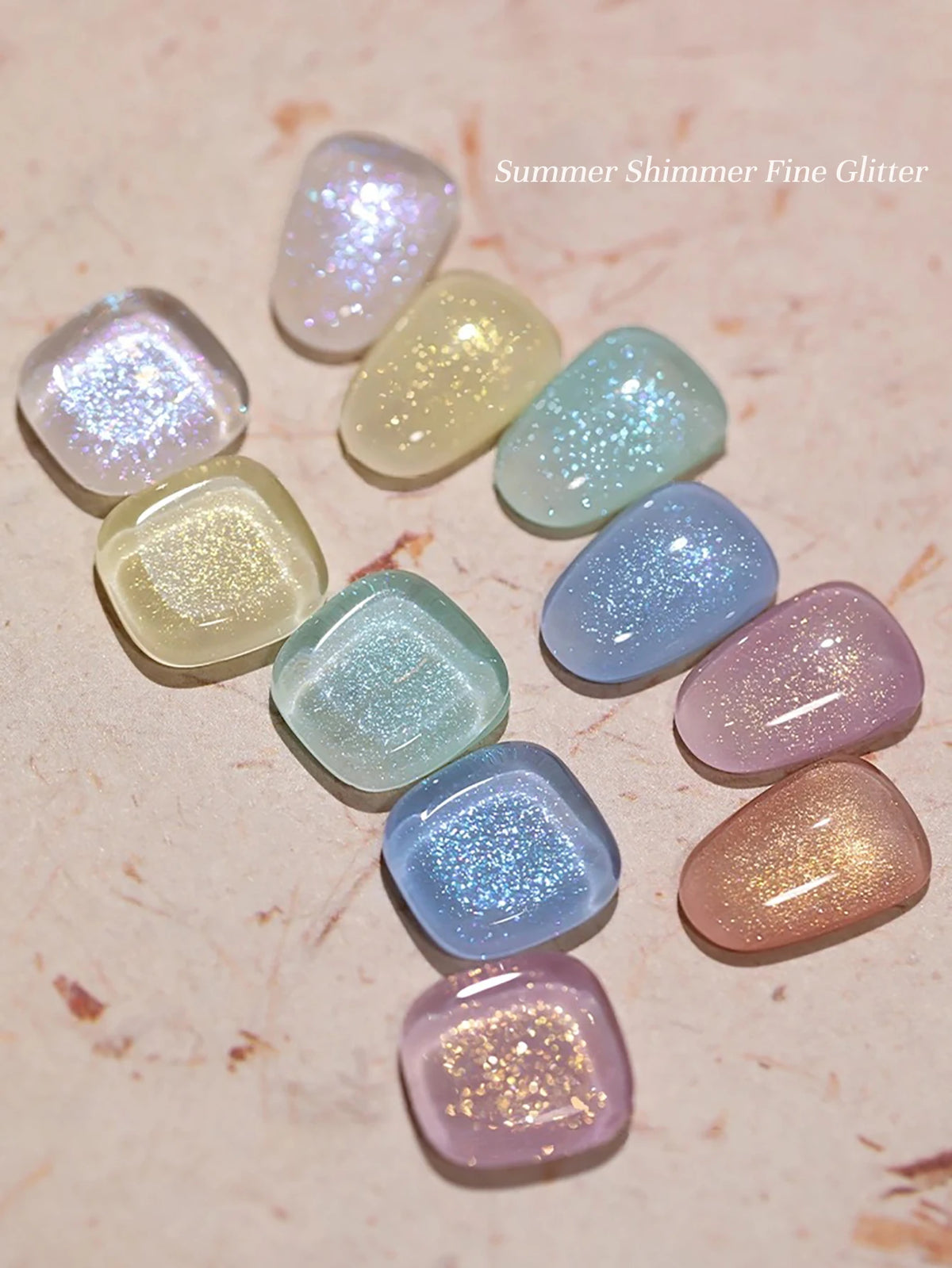 MN 1-9PCS Pink Blue White Green Color Series Gel Nail Polish With Strobe Glitter Brocade Diamond Gel Polish