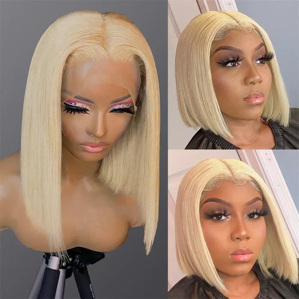 Short Straight Bob Wig Human Hair Wigs Blonde 613 Colored Lace Front Human Hair Wigs 13x4 Lace Frontal Human Hair Wig For Women