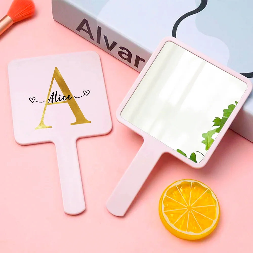 Customized Name Handheld Makeup Mirror Portable Vanity Mirror Personalized Compact Mirror Beauty Tools Engraved for Travel Use