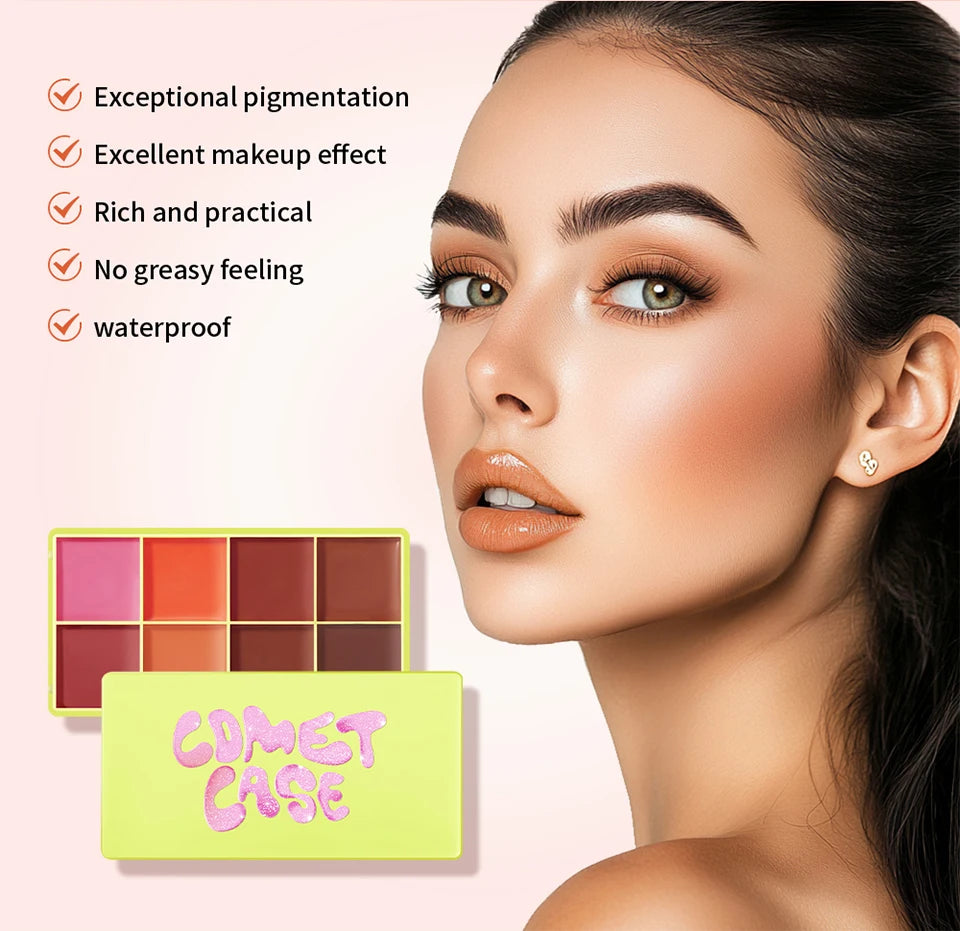 8 Shades Eyebrow Blush Palette With 3Pcs Makeup Brushes  Matte Shimmer Shadow Long Lasting Cosmetics Halloween Makeup Set