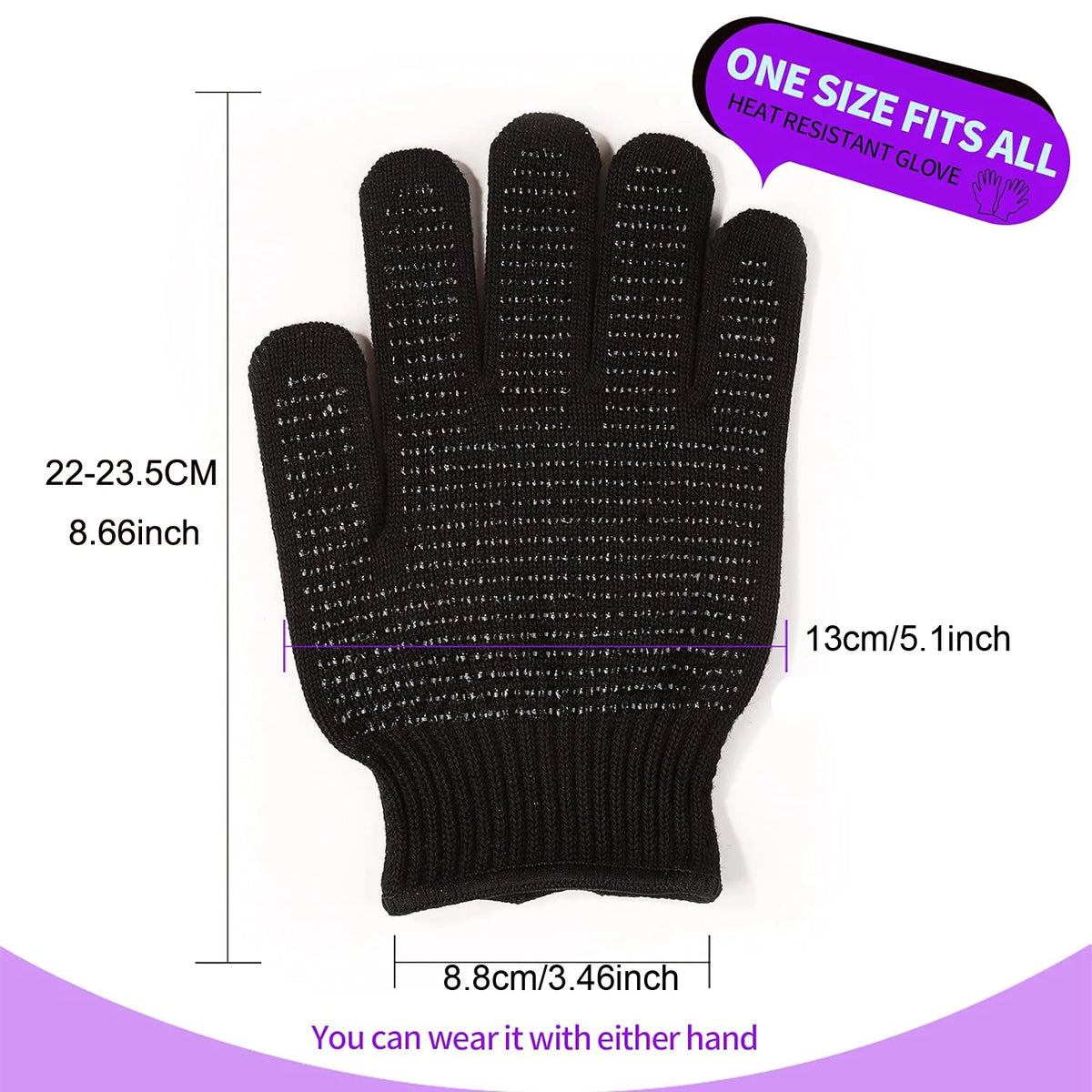 Heat Resistant Gloves With Silicone Bumps Heat Proof Glove Mitts For Hair Styling Curling Iron Wand Flat Hot-Air Brushes Gloves