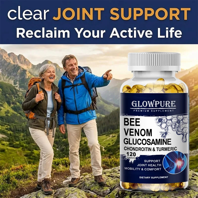 Glucosamine & Turmeric Extra Strength Capsules for Joint & Muscle Health,  Mobility, Flexibility Supplement