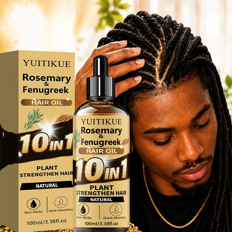 10‑in‑1 Herbal Hair Essential Oil Rosemary Fenugreek Extract Hydrating Nourish Scalp Moisturizer Silky Shine Hair‑Care Serum