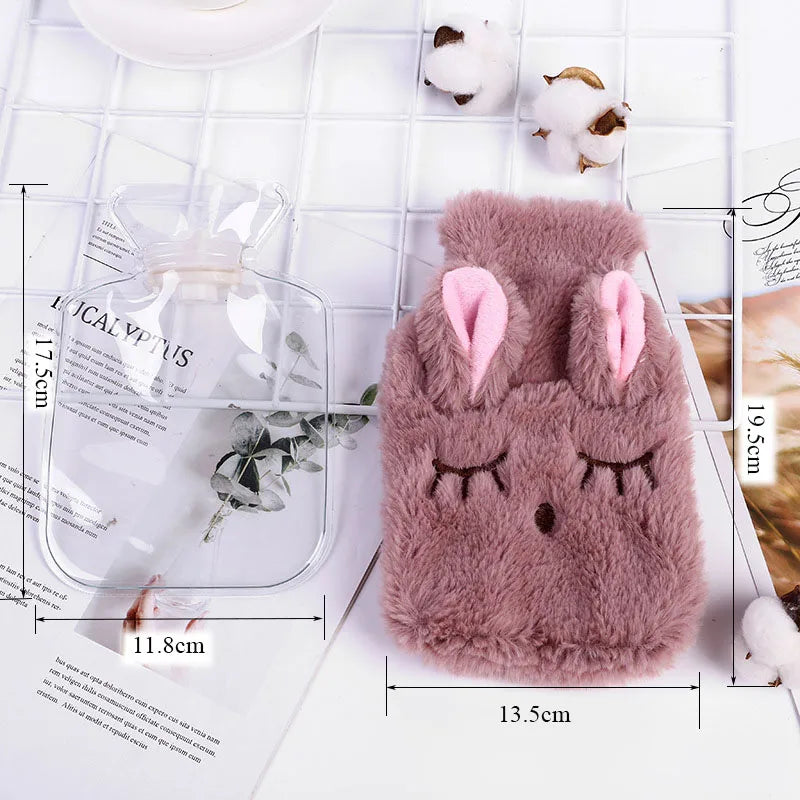 Soft Kawaii Hot Water Bottles Plush Rubber Hand Warmer Foot Belly Explosion-proof Insulating Hot Water Bag for Women Period Pain