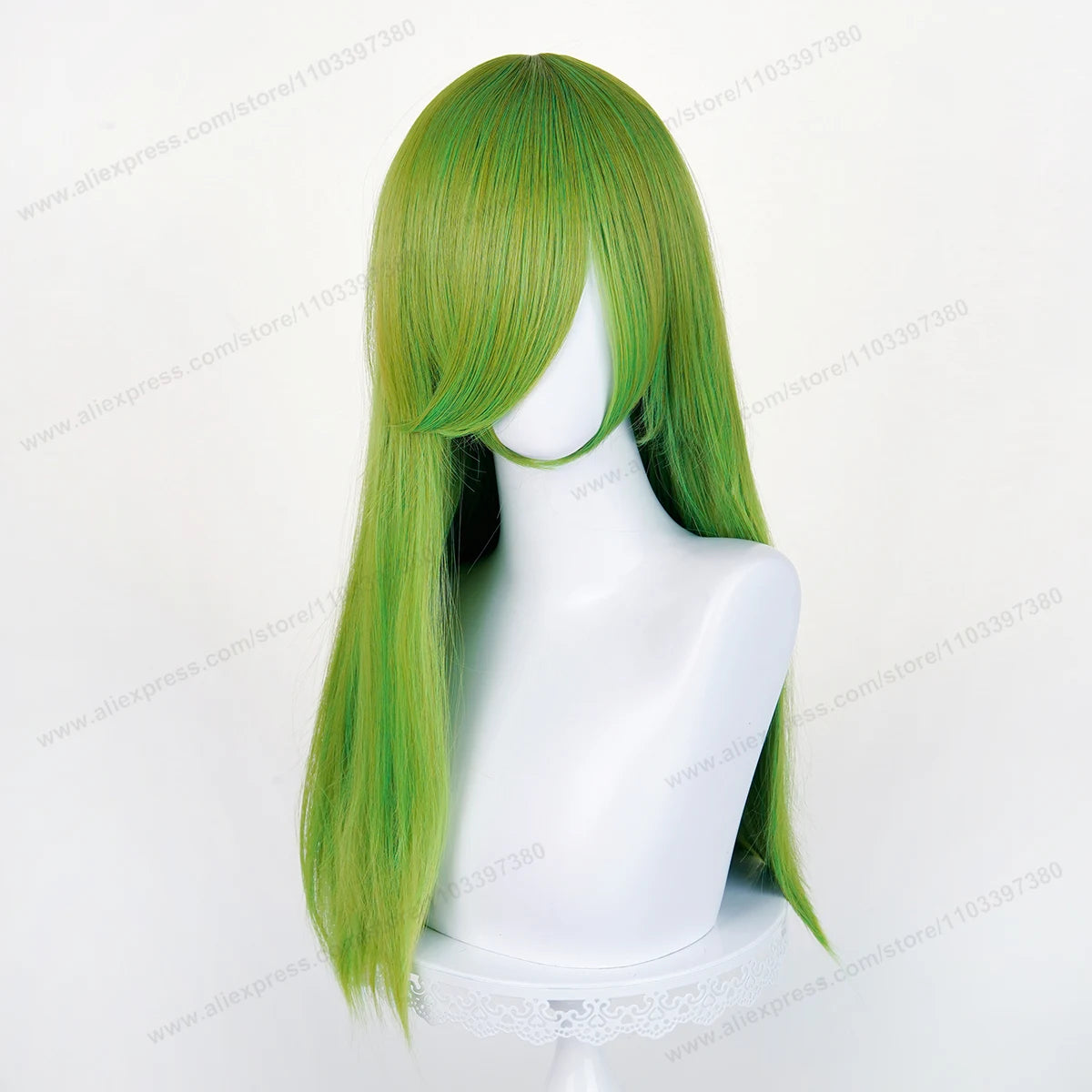 60cm Long Straight Cosplay Synthetic Wig With Bangs Golden Yellow Green Blonde Purple Heat Resistant Hair Anime Wigs + Wig Cap