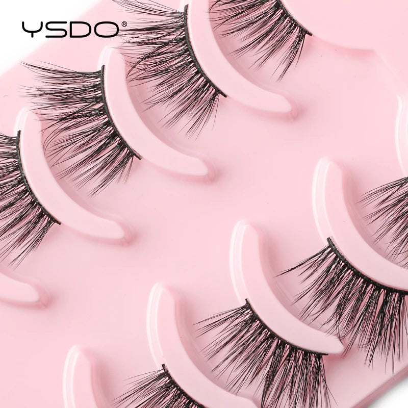 YSDO 5/10 Pairs Natural Eyelash Extension Hand Made Maquilagem Fluffy Fake Half Lashes Soft 3D Mink Lashes Makeup Faux Cilios