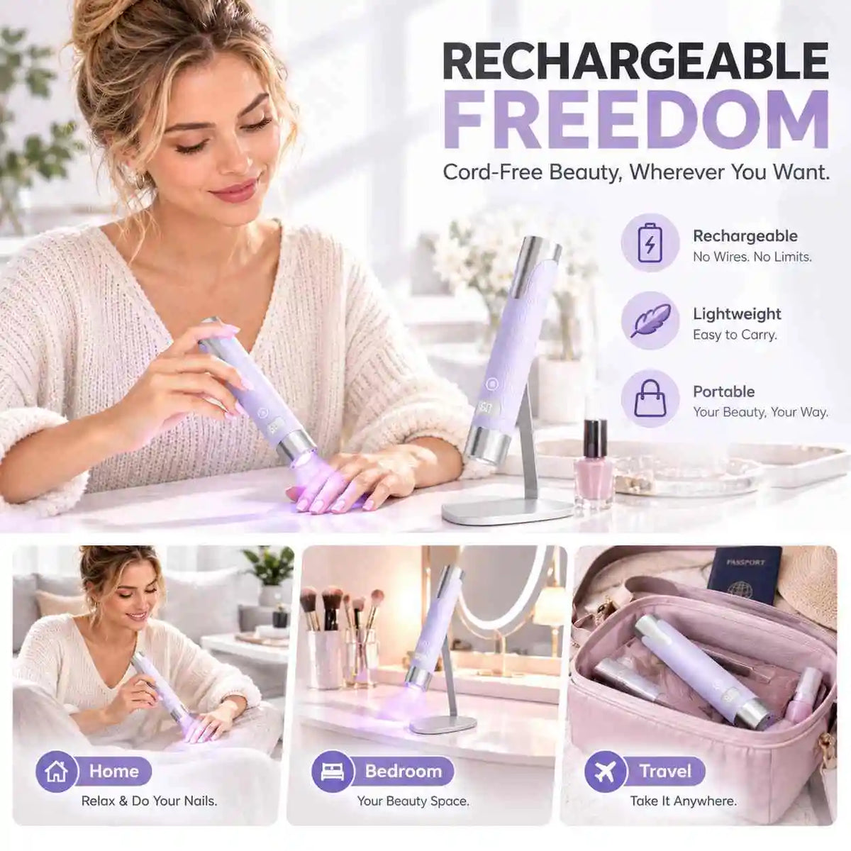 Cordless Handheld UV LED Nail Lamp withMagneticStand Smart Sensor Mini Gel Curing Pen Manicure Flashlight Drying Desk nail Dryer