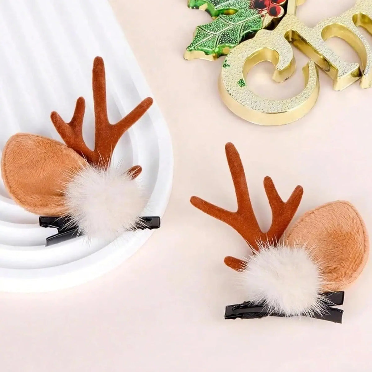 1/2Pairs Christmas Reindeer Antlers Deer Ears Headband for Women Cute Christmas Hair Clips Accessory