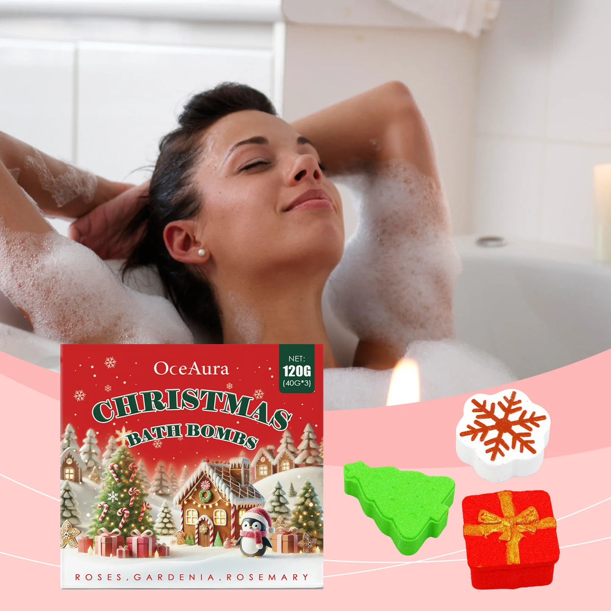 Christmas Lavender Bath Ball Stress Relief Rich Bubble Long Lasting Fragrances Deeply Moisturizing Colorful SPA Gifts Bath Bombs