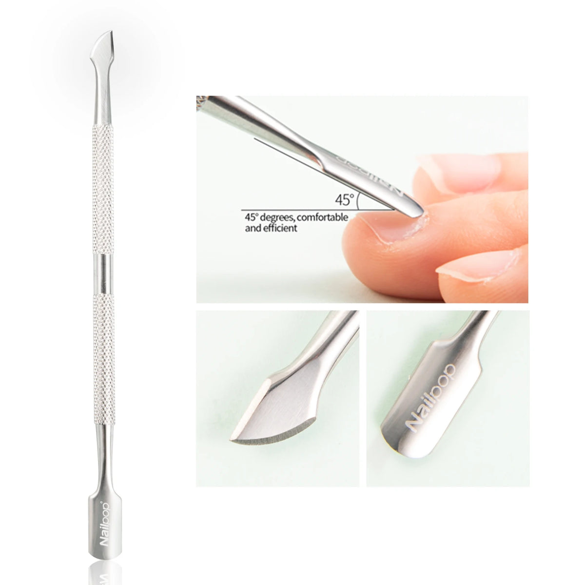 Nailpop Nail Cuticle Scissors Stainless Steel Manicure Pedicure Trimmer and Pusher Silver Dead Skin Scissor Nipper Clipper Tool