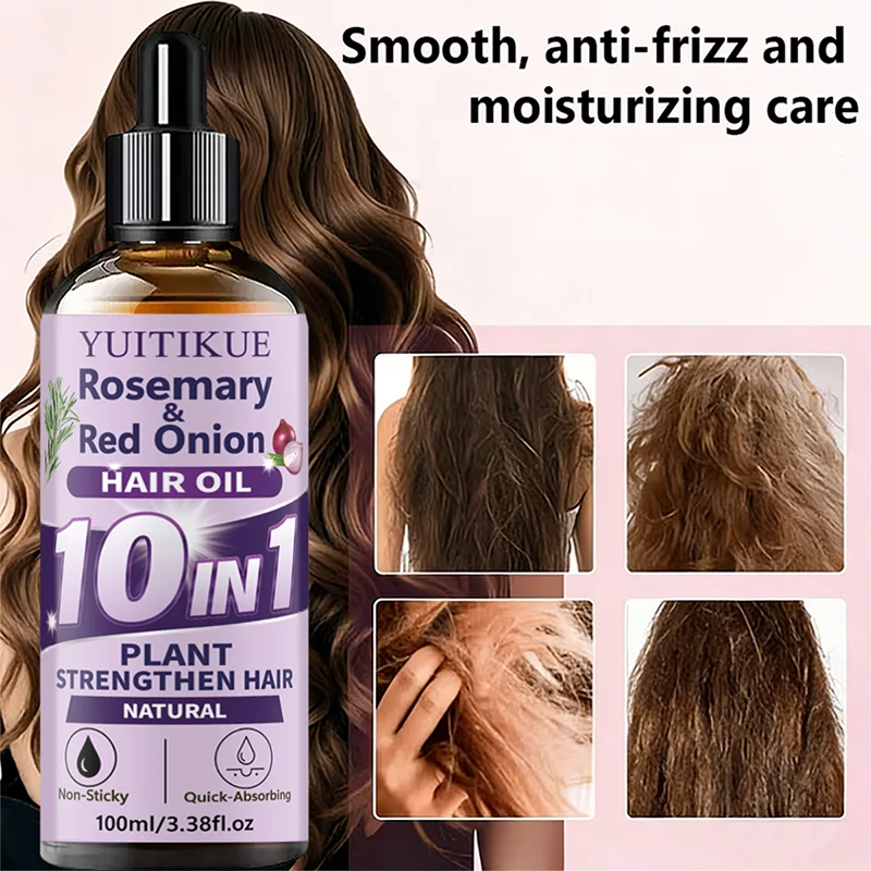 10‑in‑1 Herbal Hair Essential Oil Rosemary Onion Extract Hydrating Nourish Scalp Moisturizer Silky Shine Hair‑Care Serum