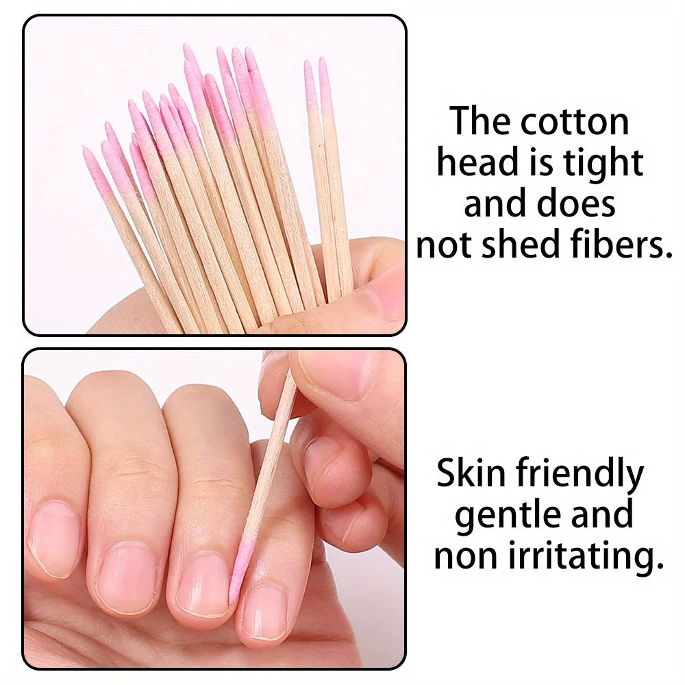 100/300/500Pcs Nails Wood Cotton Swab Clean Sticks Bud Tip Head Manicure Detail Corrector Nail Polish Remover Art Tool