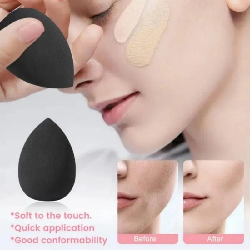 19pcs makeup tool set, including 13pcs soft makeup brushes, 3 triangular powder puffs, and 3 droplet shaped beauty eggs