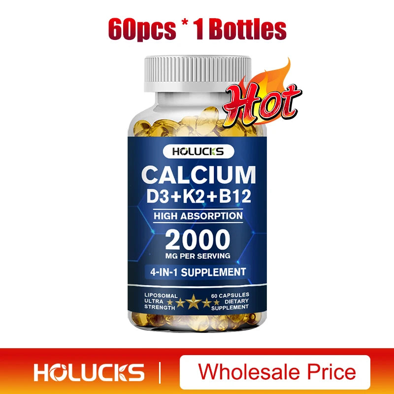Calcium Supplements, with Vitamin D3 K2, Support Bone Muscle TeethHealth, Replenish Joints, Calcium Absorption