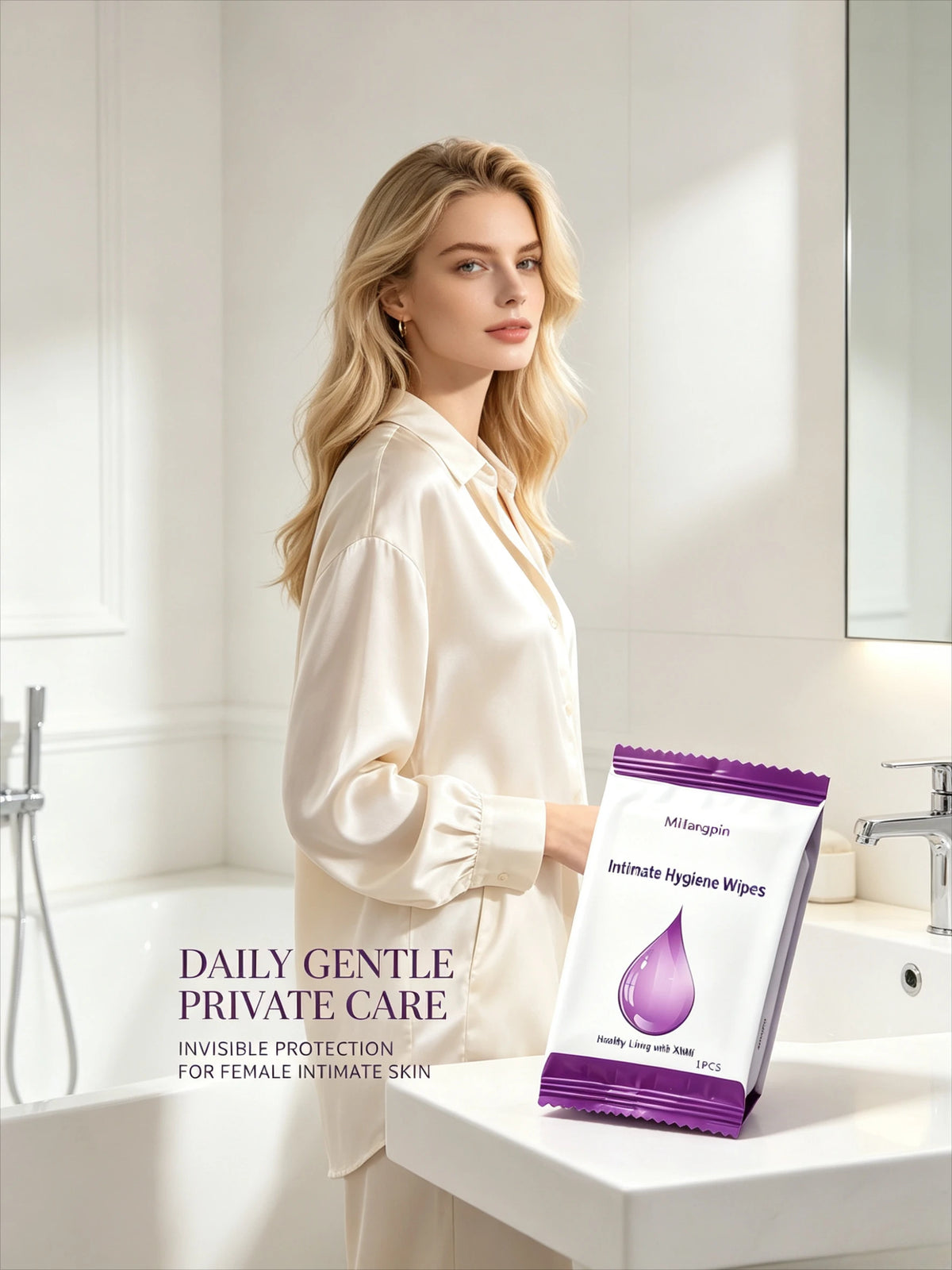 Portable independent single-pack feminine intimate wipes; sports; period cleaning and soothing; daily intimate care essentials
