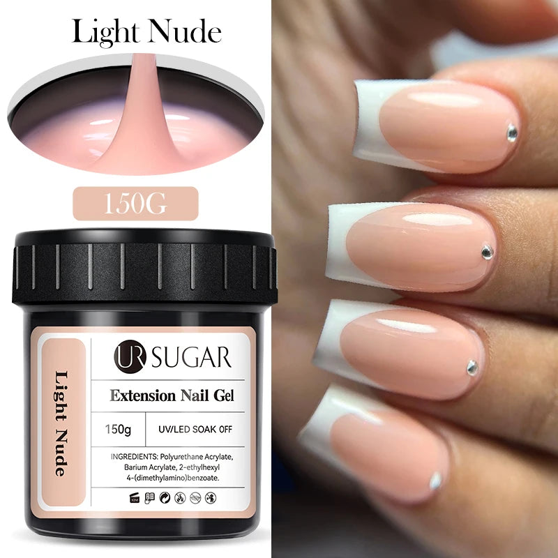 UR SUGAR 150g Jelly Gel Nail Extension Gel Milky White Nude Pink Quick Building UV Nail Hard Gels Self Leveling Construction Gel