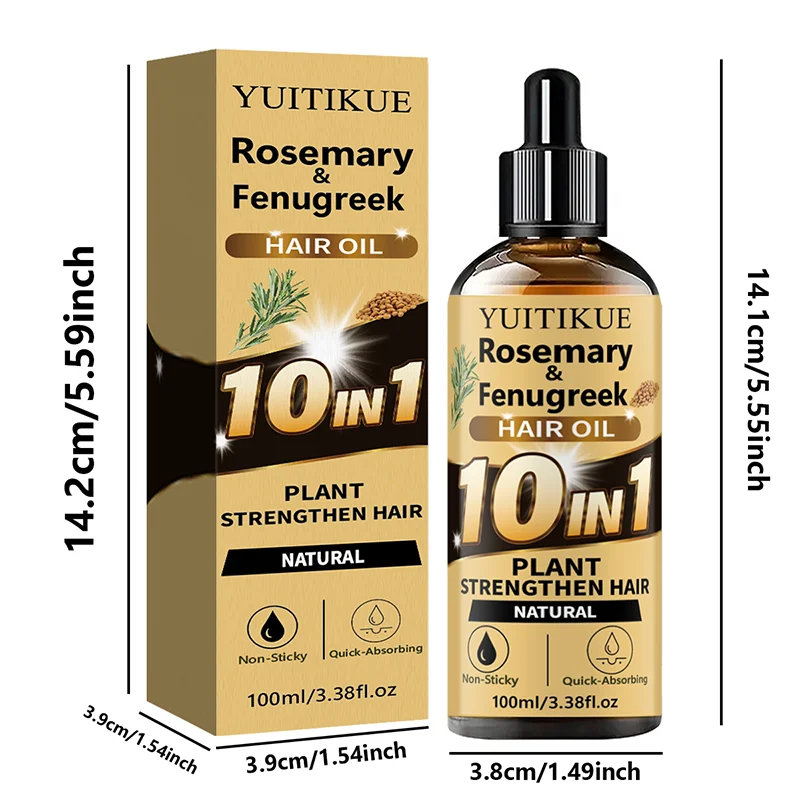 10‑in‑1 Herbal Hair Essential Oil Rosemary Fenugreek Extract Hydrating Nourish Scalp Moisturizer Silky Shine Hair‑Care Serum