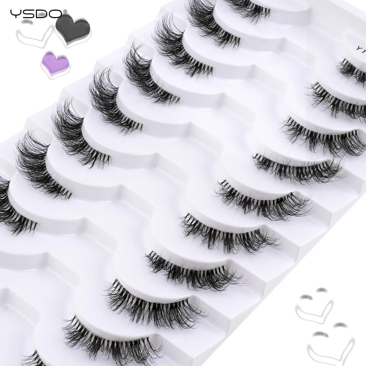 YSDO 5/10 Pairs Natural Eyelash Extension Hand Made Maquilagem Fluffy Fake Half Lashes Soft 3D Mink Lashes Makeup Faux Cilios