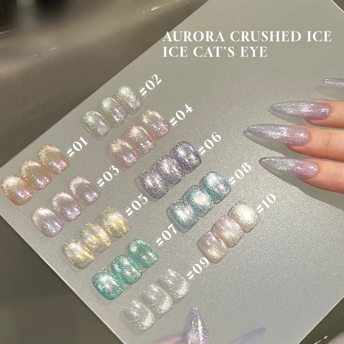 MIANEL 2026 New 12ML Aurora Night Cat Eye Gel Nail Polish Flash Sparkle Holographic Crystal Dual Light Silk Glass Bead Nail Art