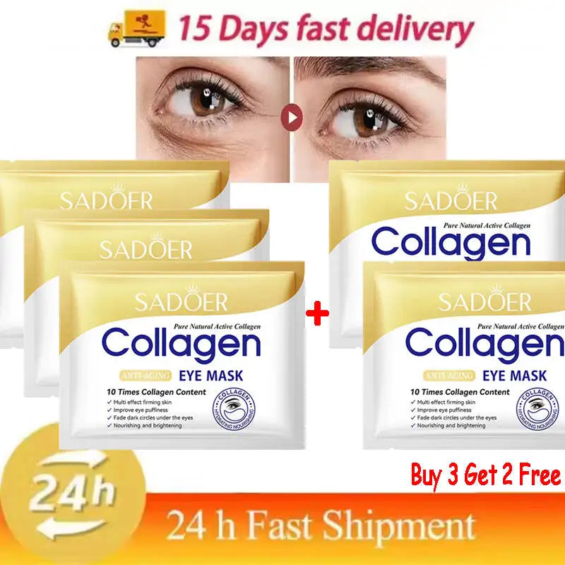 Collagen Eye Mask Firming Lifting Eye Patches Anti Dark Circles Eye Bags Fade Fine Lines Hyaluronic Acid Moisturizing Skin Care