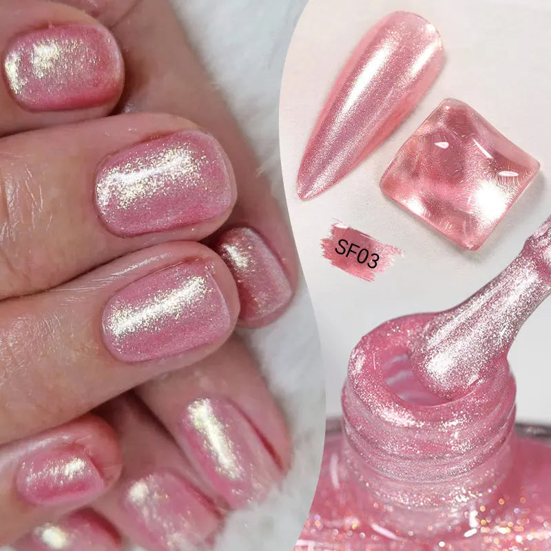 LILYCUTE 7ml Auroras Glitter Nail Polish No Need of UV/LED Lamp Nail Supplies Vernis White Pink Silver Pearl Effect for Nails