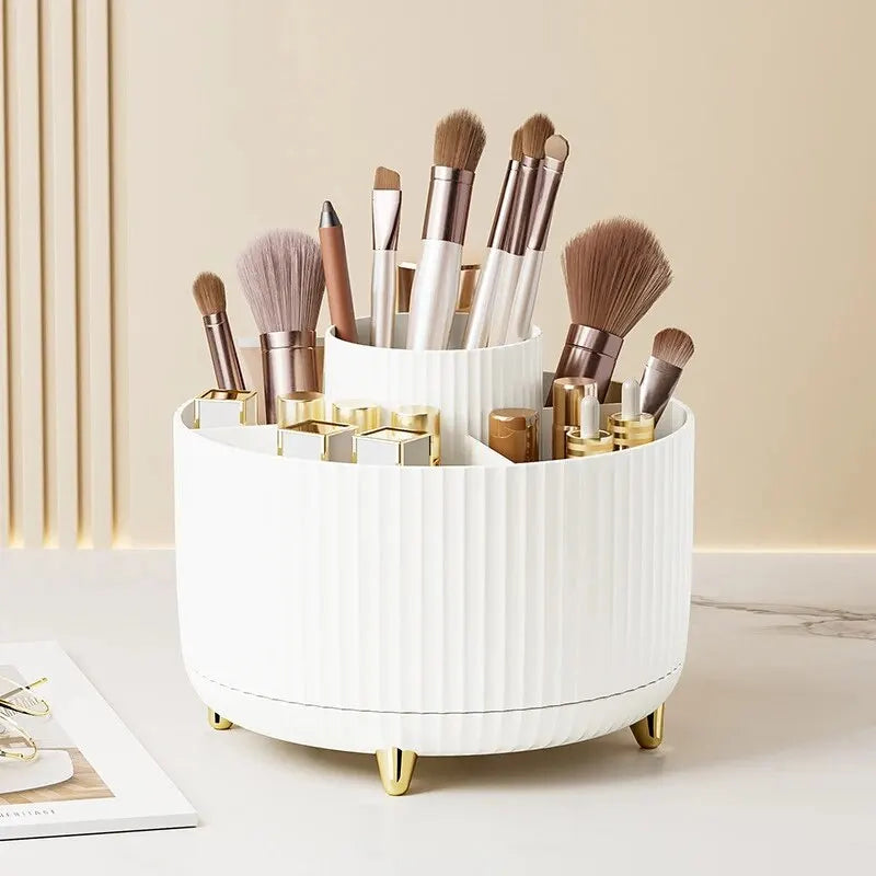 360 Degree Rotating Makeup Brush Organizer Cosmetic Brush Holder Desktop Storage Box Pen Pencil Container Organizer