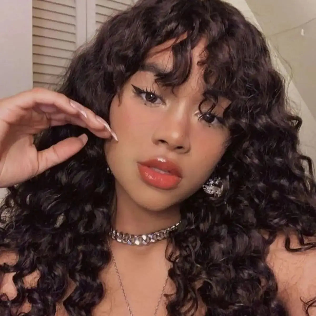 Water Wave Human Hair Wigs With Bangs For Women Full Machine Made Wigs Cheap Brazilian Remy Hair Wigs