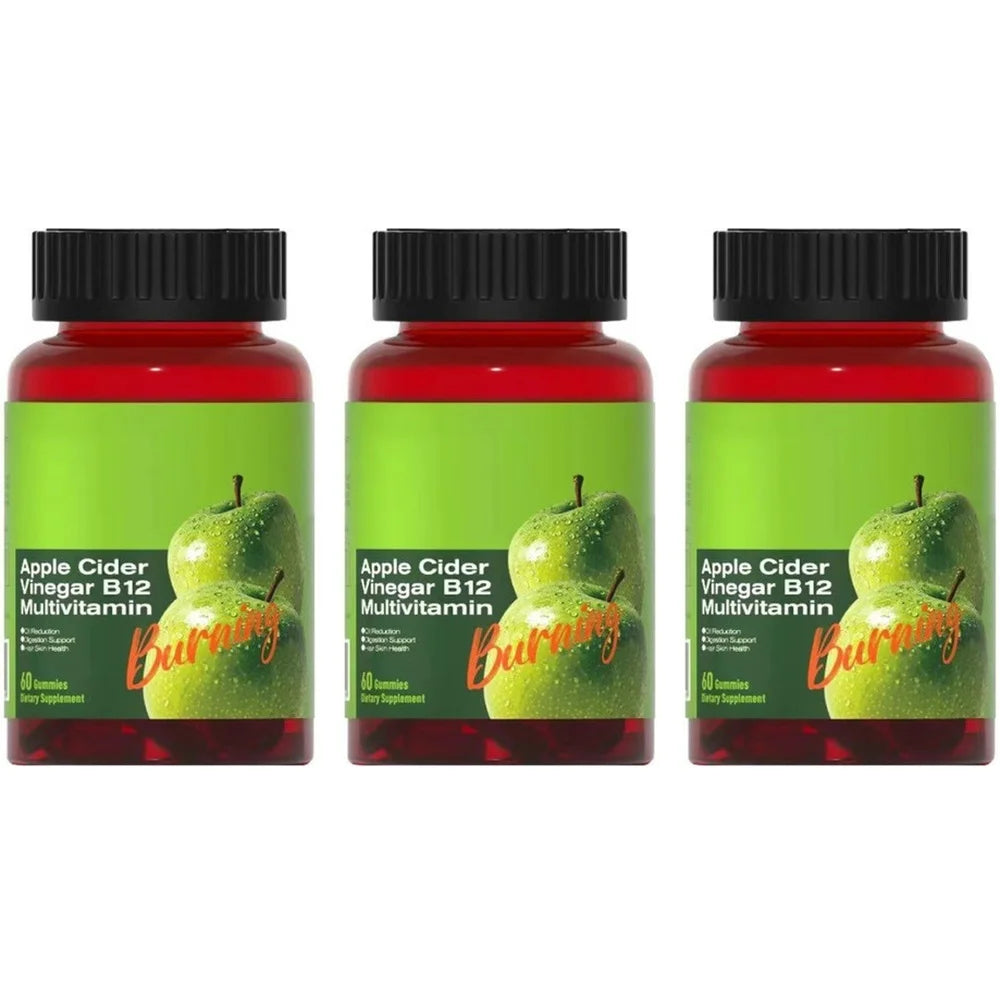Apple Cider Vinegar B12 Gummies Free Vegan Gluten-Free for Healthy Metabolism & Daily Wellness Support for Men Women 60 Gummies