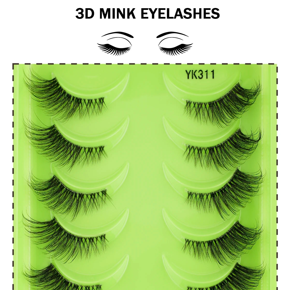 6/10 Pairs Half Lashes 3D Mink Lashes Faux Mink Fluffy Lash Soft Full Thick Wispy Eyelash Dramatic False Eyelashes Makeup